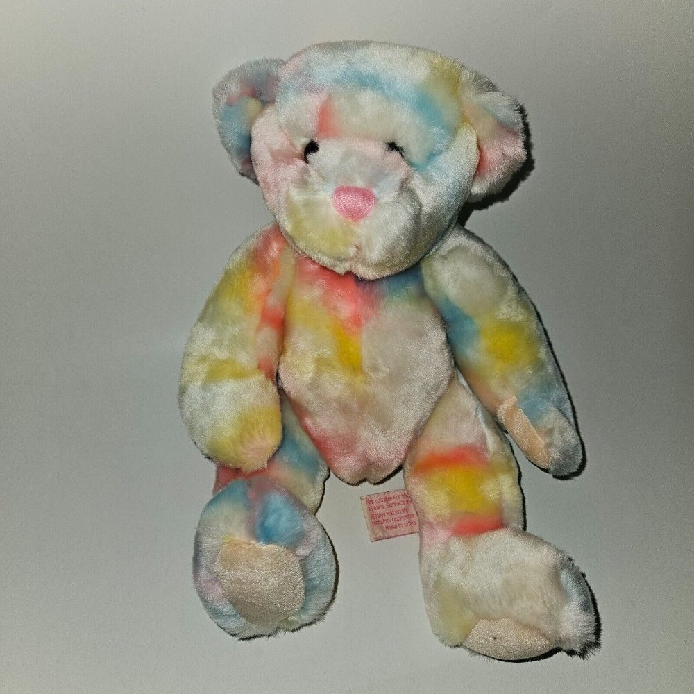 Teddy Bear Plush 8" Tie Dye Pastel Blue Yellow Pink Easter Mouse In House Toys
